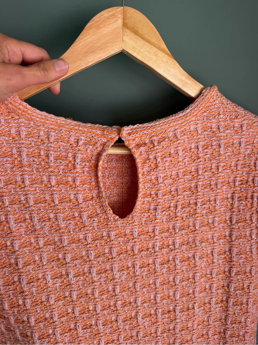 Textured Short-Sleeve Knit Top - Coral